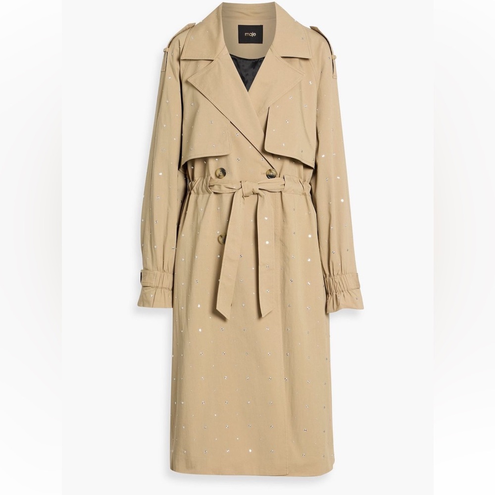 Maje Beige Long Sleeve Trench Dress 42
